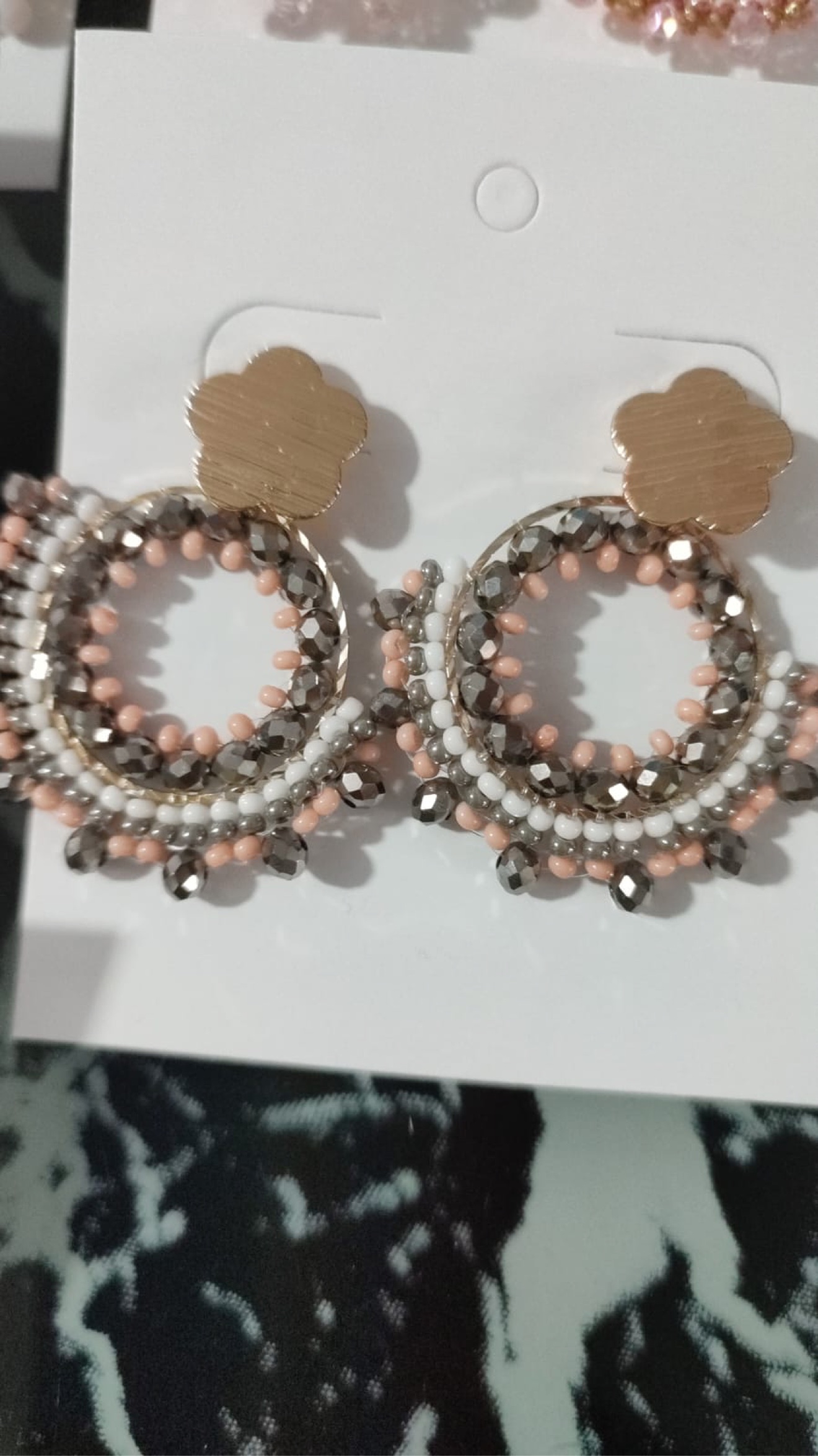 Aretes Aro Plata y Rosa