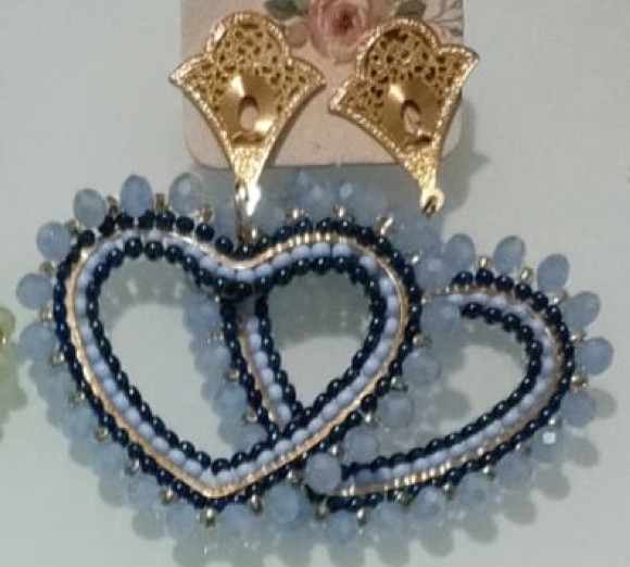 Aretes Corazón Azul