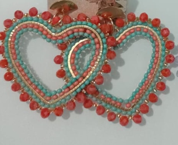 Aretes Corazón Coral