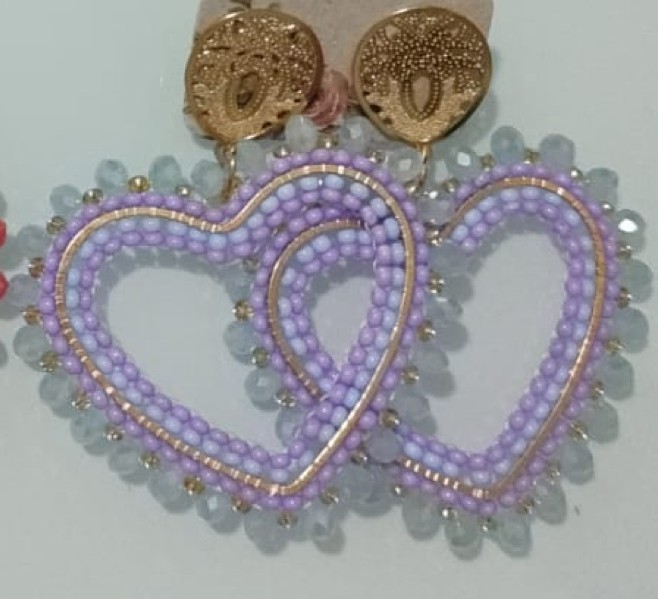 Aretes Corazón Lila